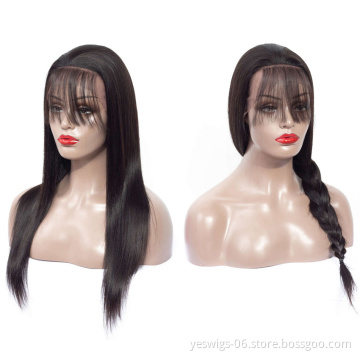 Transparent Lace Full Wig Factory Vendors Natural 1b Color Indian Virgin Cuticle Aligned Full Swiss Lace Wig Human Hair Straight